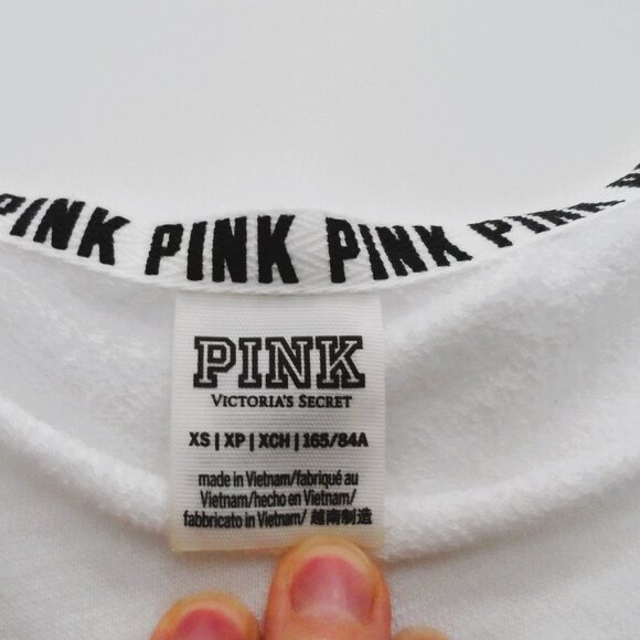 Victoria's secret Pink- rose gold bling and white crop top long sleeve - sz., XS - Picture 6 of 6